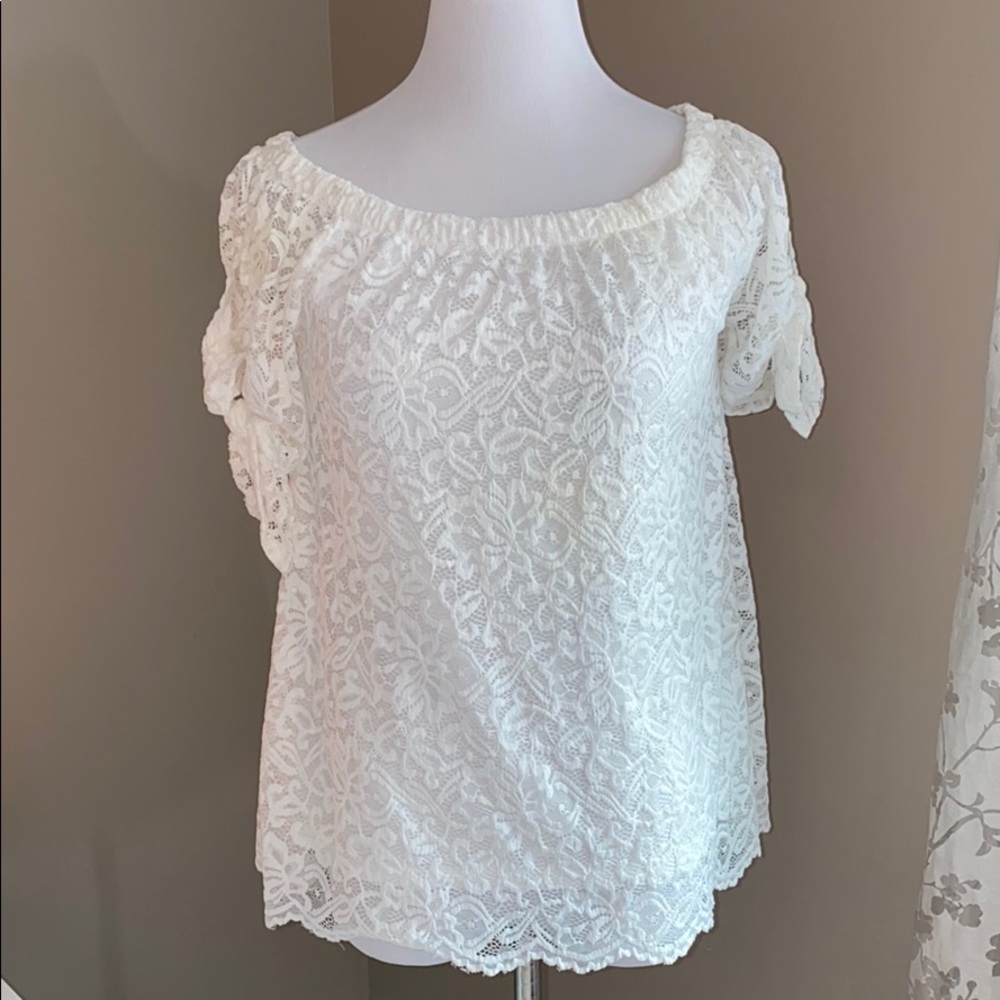 Off-white, off the shoulder, top
